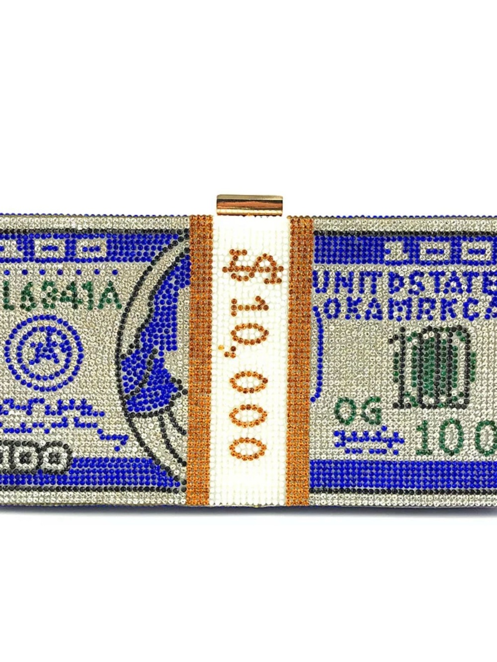 & Other Stories Crystal Money Roll Clutch in Blue, White and Gold